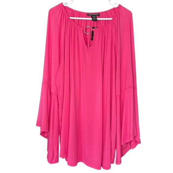 Ashley Stewart Tops - Ashley Stewart Pink Bell Sleeve Peasant Top NWT